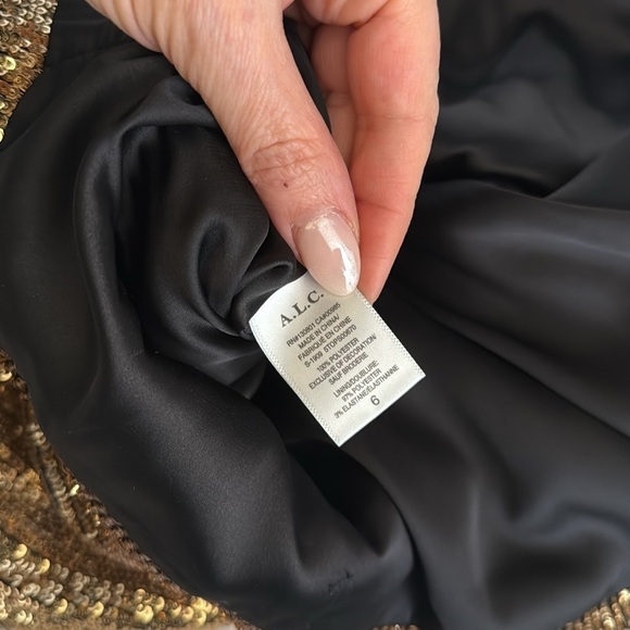 A.L.C. Margaret Sequin Mock Neck Top in Gold Size 6 - Picture 15 of 16